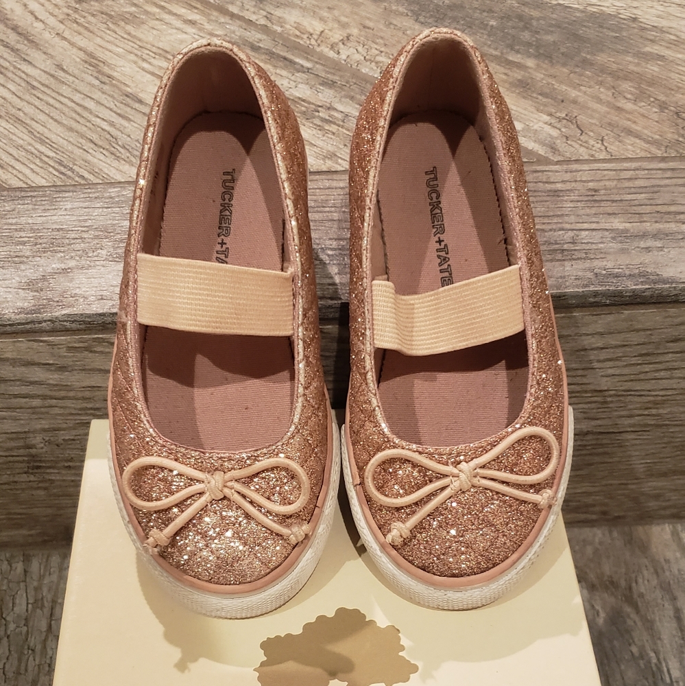 Tucker + Tate Rose gold glitter slip on sneakers